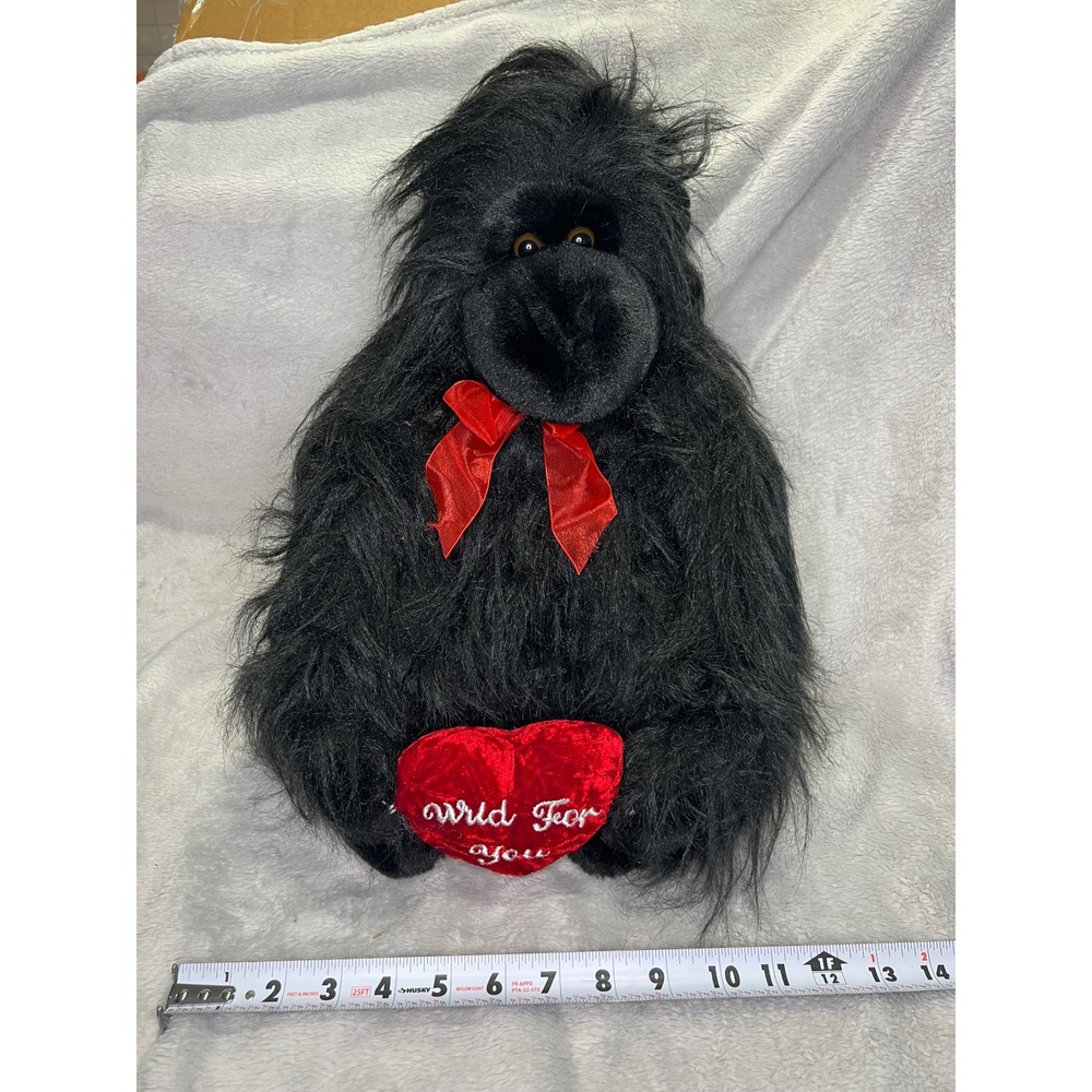 Chrisha Playful Plush Gorilla Wild For You Heart Stuffed Animal Black 14in
